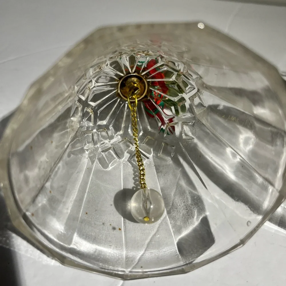 Vintage GLASS BELL W/ BRASS HANDLE Diamond Pattern Hand Bell~ Wedding Dinner 7”.